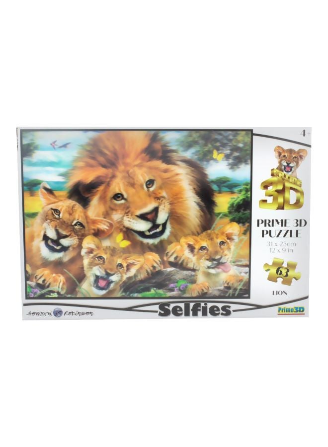Prime 3D 63-Piece Lion Selfie 3D Puzzle Set 31x23cm - Image 1