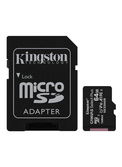 Canvas Select Plus MicroSDXC Flash Memory Card With Adapter Black