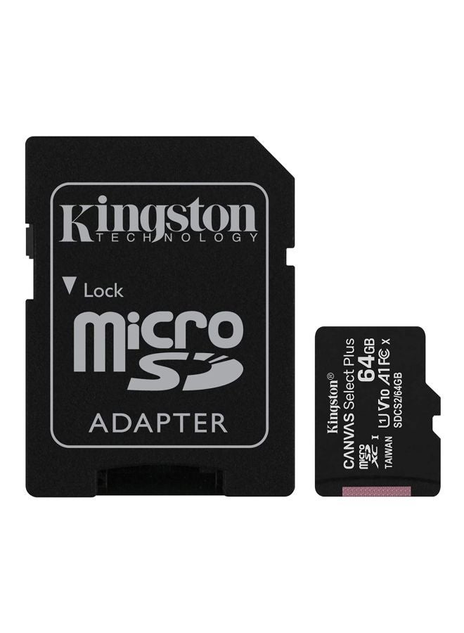 Kingston Canvas Select Plus MicroSDXC Flash Memory Card With Adapter Black  - Image 1