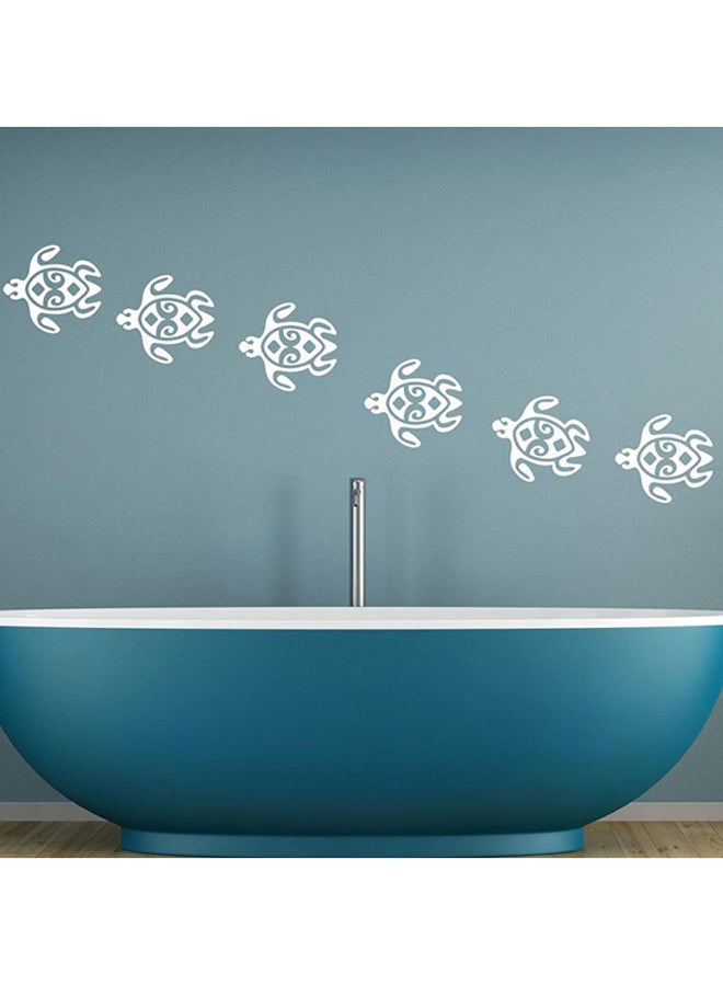 6-Piece Turtoise Wall Decoration Sticker Set White 55 x 55cm