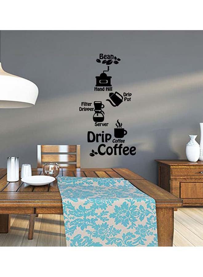 ملصق جداري بلصق ذاتي للتزيين بتصميم يحمل كلمة "Coffee" أسود 65 x 55سم