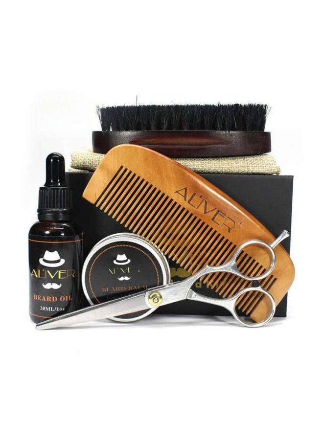 ALIVER - 5-In-1 Beard Care Kit Beige/Black/Silver - Image 1