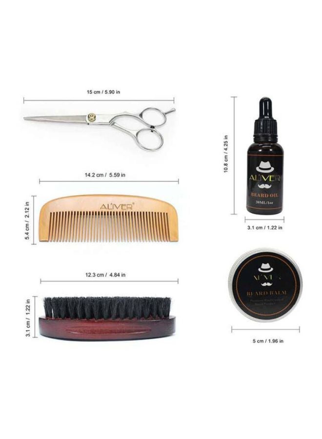 ALIVER - 5-In-1 Beard Care Kit Beige/Black/Silver - Image 1