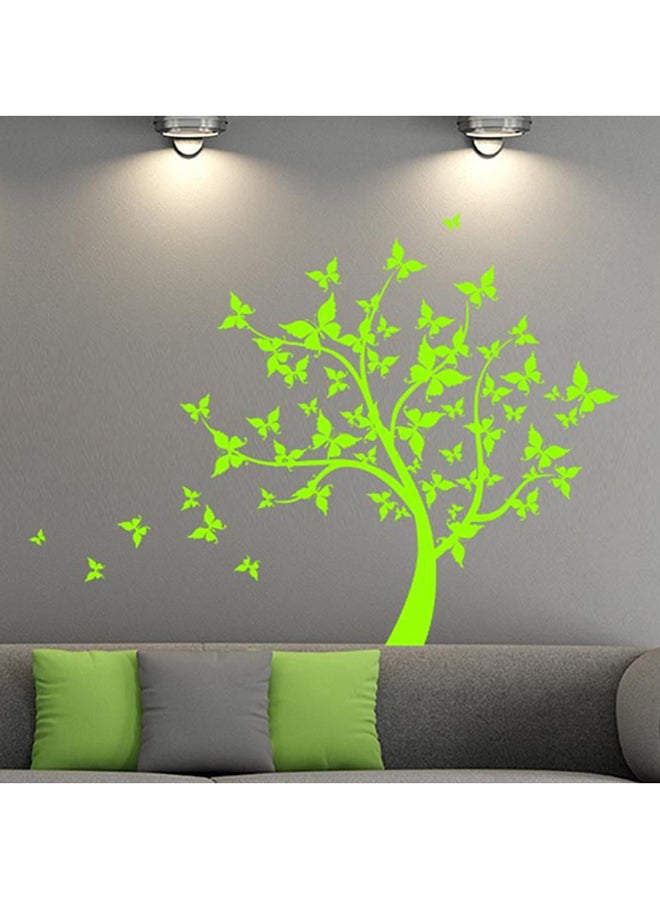 ملصق جداري للديكور بتصميم شجرة وفراشات أخضر 60 x 55سم