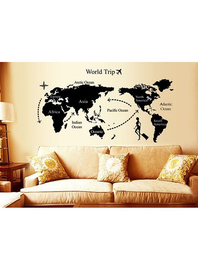 ملصق جداري بطبعة خريطة العالم و "World Trip" أسود 60 x 90سم - Image 2