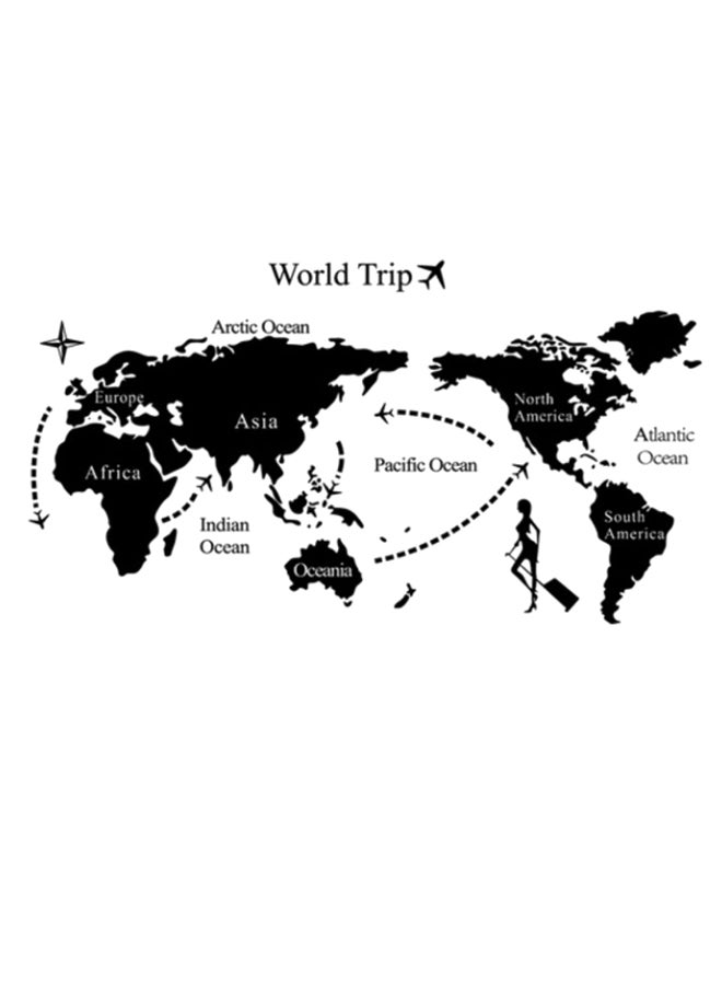 ملصق جداري بطبعة خريطة العالم و "World Trip" أسود 60 x 90سم - Image 1