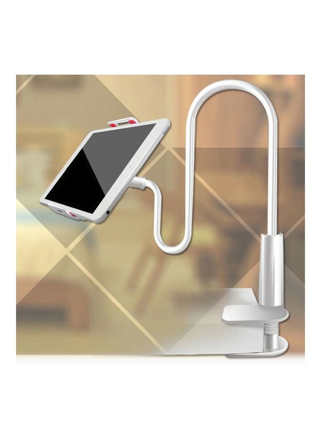 Flexible Gooseneck Tablet And Phone Holder Stand With Adjustable Mount White