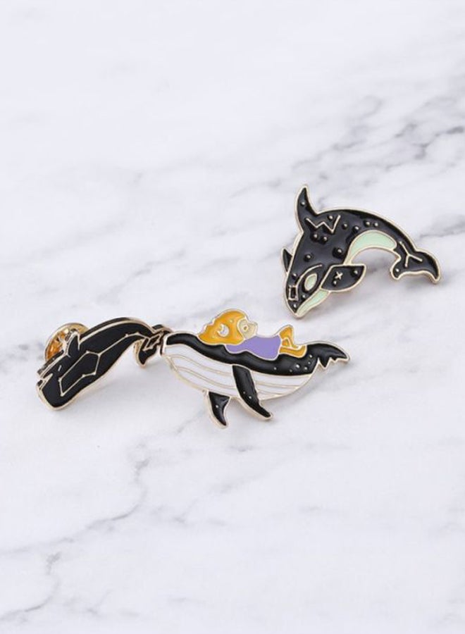 Beauenty - 3-Piece Stylish Dolphin Design Brooch - Image 1