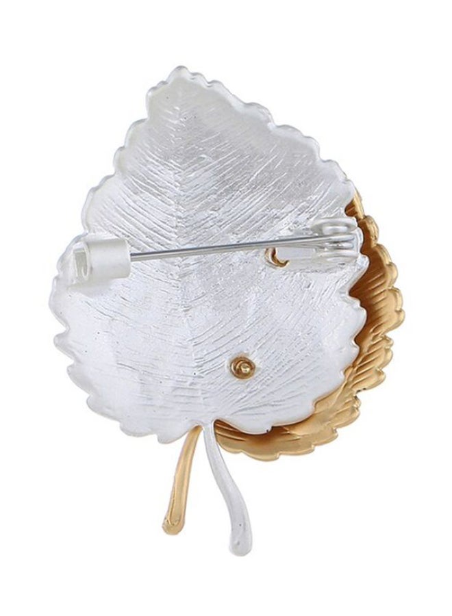 Beauenty - Leaf Shaped Imitation Pearl Brooch - Image 1