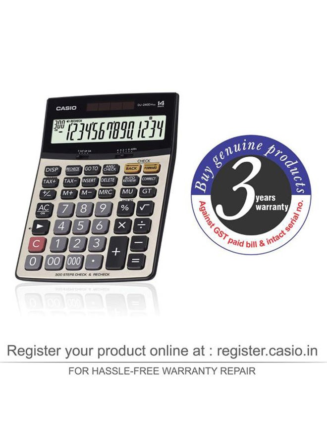 CASIO DJ-240D Plus 14-Digit Desktop Calculator Silver/Black - Image 5