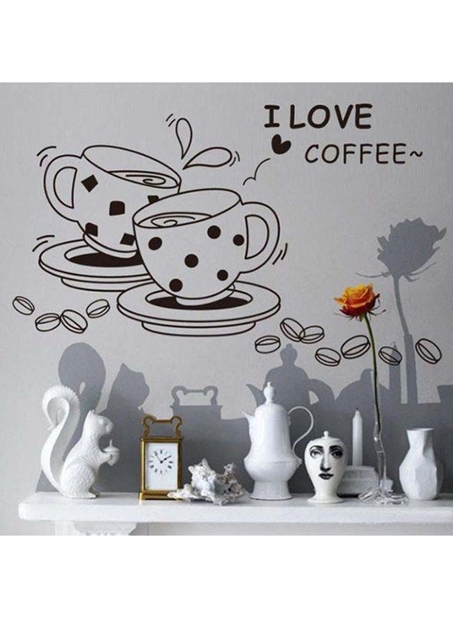 فاكيند ملصق جداري بطبعة عبارة "I Love Coffee" أسود 40x42سم - Image 2