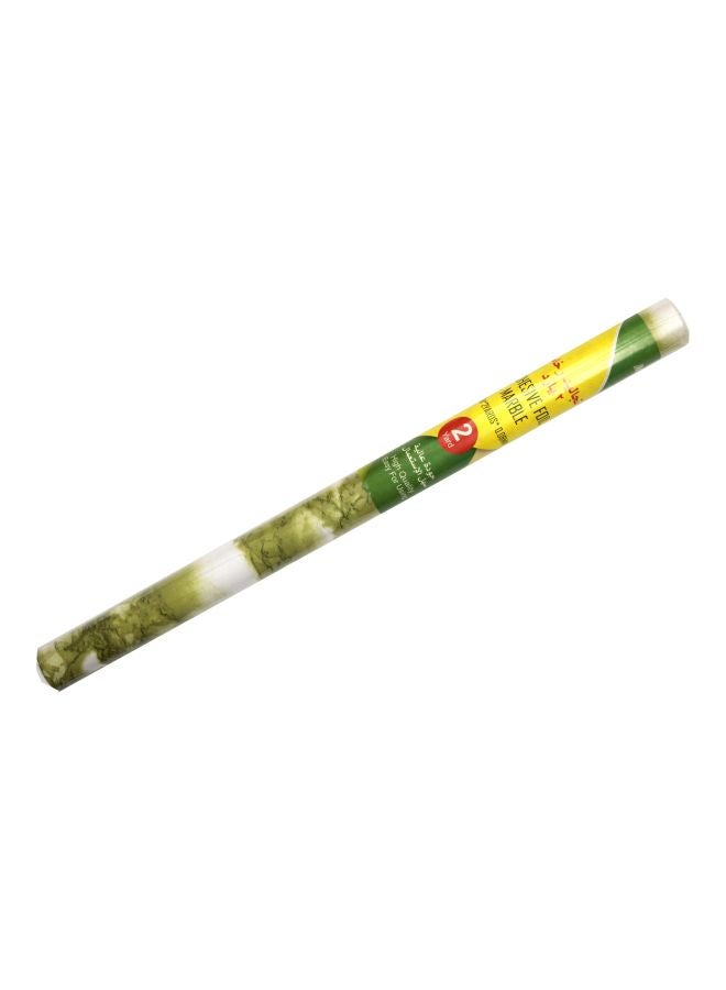 ماسكو لفة ذاتية اللصق بتصميم رخامي . أخضر/أبيض - Image 1