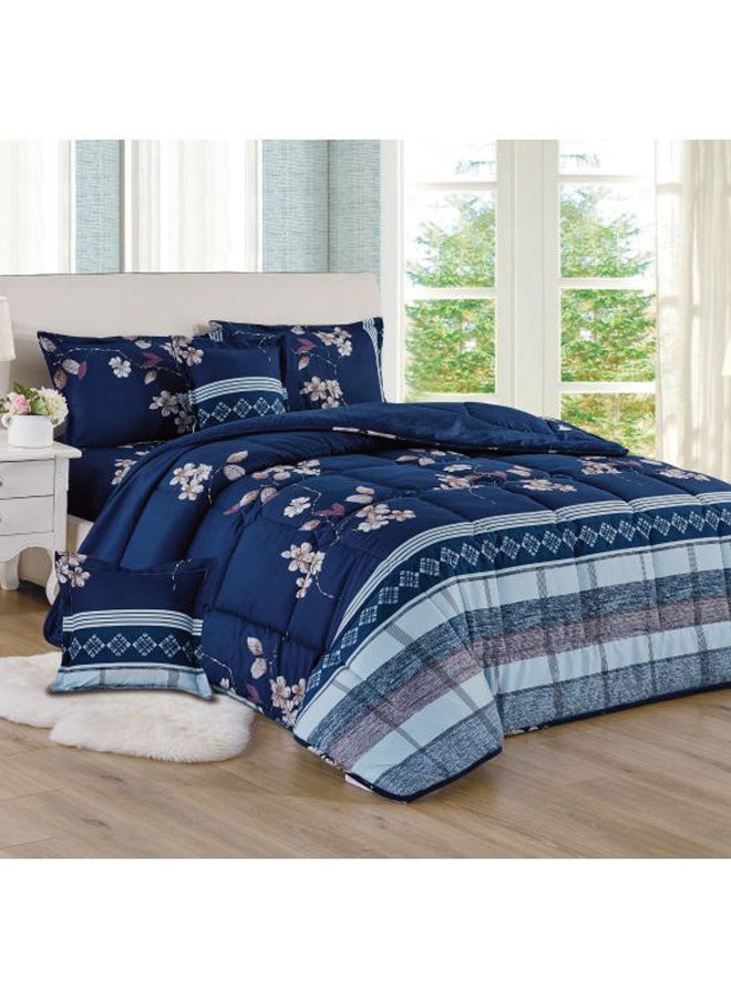 Sleep night 6-Piece Printed Comforter Set Polyester Blue/Purple/Brown King - Image 1