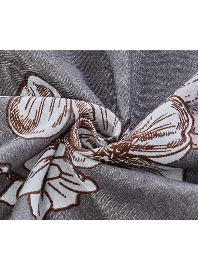 Sleep night 6-Piece Floral Printed Comforter Set Polyester Grey/White/Brown King  - Image 3