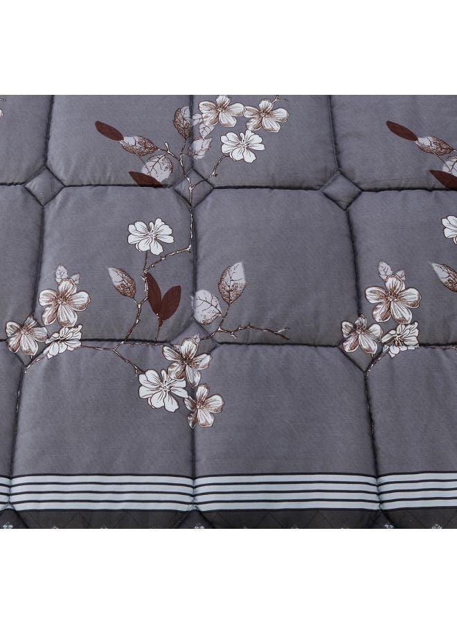 Sleep night 6-Piece Floral Printed Comforter Set Polyester Grey/White/Brown King  - Image 4