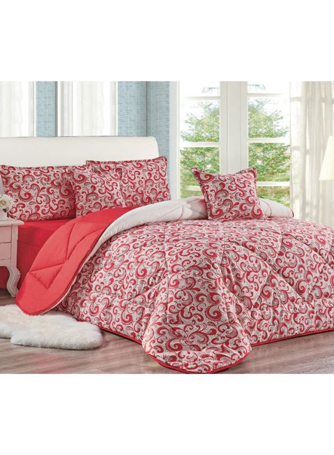 6-Piece Printed Comforter Set Polyester Red/White Twin - v1596008079/N39532242A_1