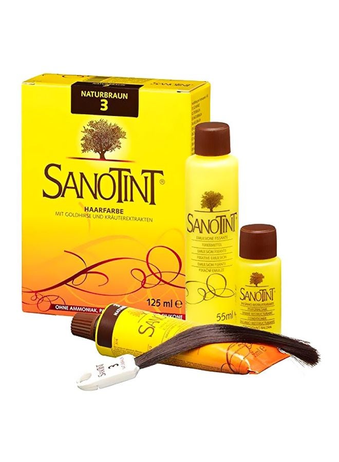 Sanotint - Classic Permanent Hair Dye 03 Natural Brown Color Paste 55, Fixer 55, Revitalizing Balm 15ml - Image 1