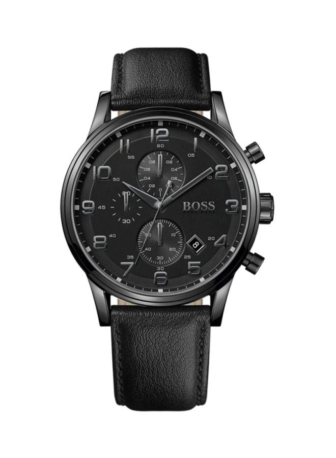 Men's Leather Chronograph Watch 1512567 - 44 mm - Black