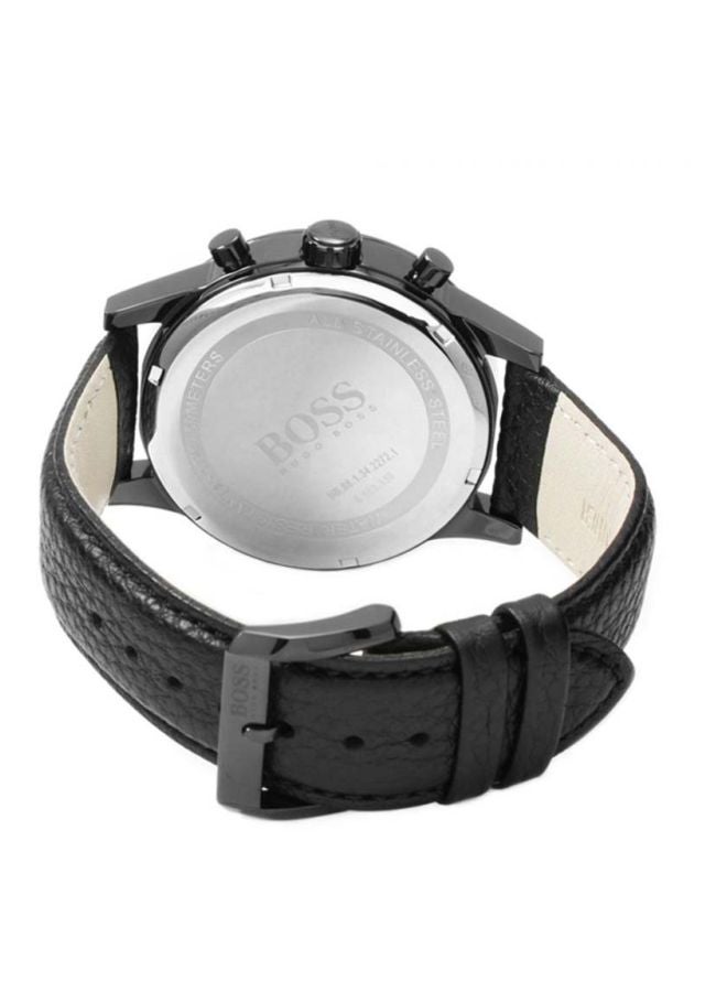 Men's Leather Chronograph Watch 1512567 - 44 mm - Black
