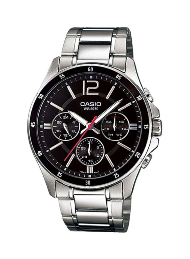 كاسيو ساعة يد إنتايسر بعقارب طراز MTP-1374D-1 - مقاس 44 مم - لون فضي للرجال - Image 1