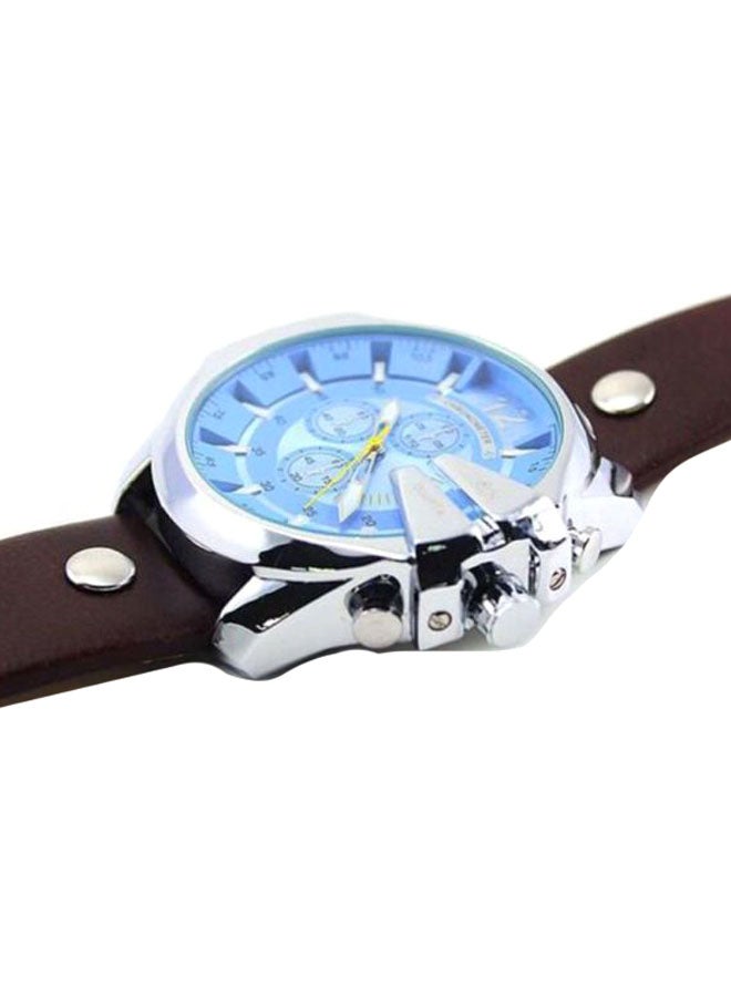 كارين ساعة يد بعقارب مقاومة للماء طراز 8176 - 53 ملم - بني للرجال - Image 2