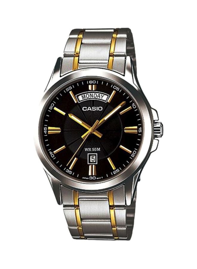 CASIO Men's Enticer Analog Watch MTP-1381G-1AV - 47 mm - Silver/Gold - Image 1