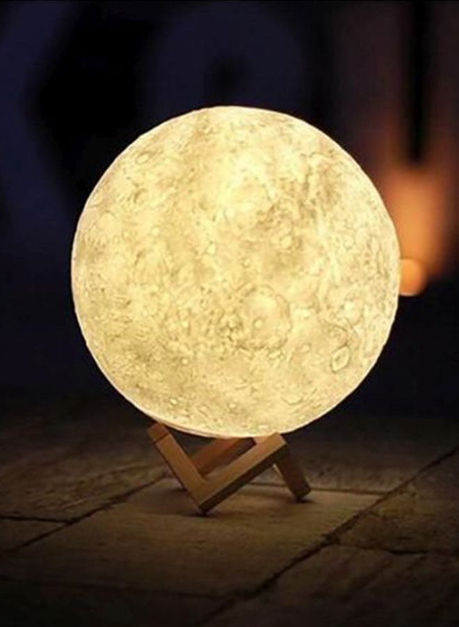 بيوينتي مصباح إضاءة ليلي ثلاثي الأبعاد بتصميم قمر قابل لإعادة الشحن أبيض 15x14سم - Image 2