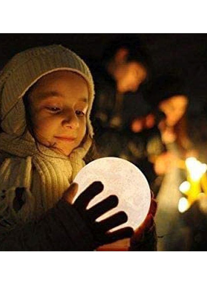 بيوينتي مصباح إضاءة ليلي ثلاثي الأبعاد بتصميم قمر قابل لإعادة الشحن أبيض 15x14سم - Image 5