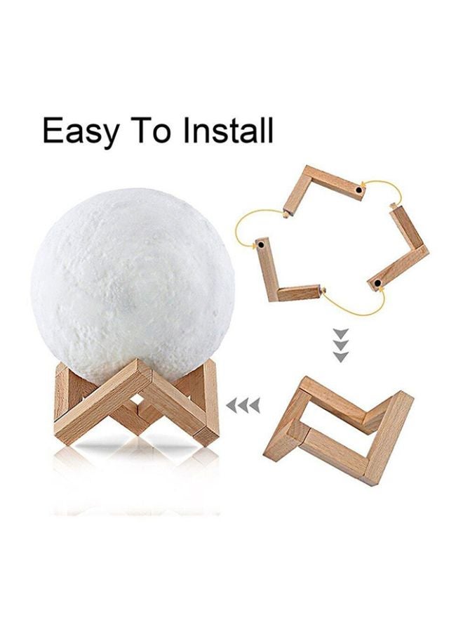 بيوينتي مصباح LED بتصميم على شكل قمر ثلاثي الأبعاد بمنفذ USB مع حامل بيج/أصفر 14سم - Image 3