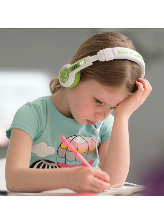 BuddyPhones School Plus Kids Headphones With High Performance Beam Mic Green/White - Image 2
