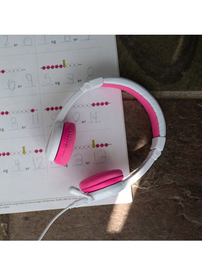BuddyPhones School Plus Kids Headphones With High Performance Beam Mic Pink/White  - Image 2