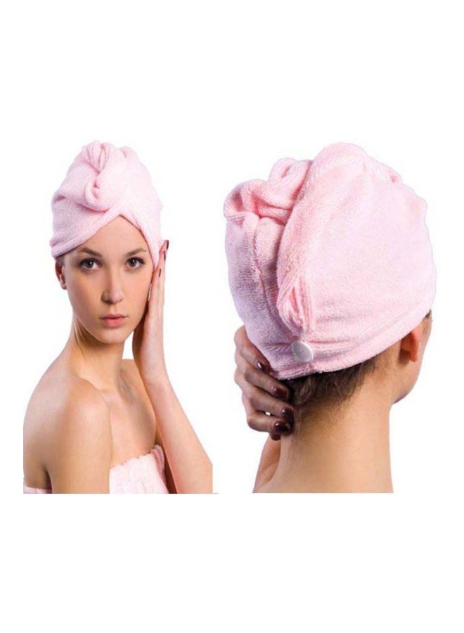 Banotex Egyptian Cotton Head Wrap Towel With Button Pink 60×22×3cm - Image 2