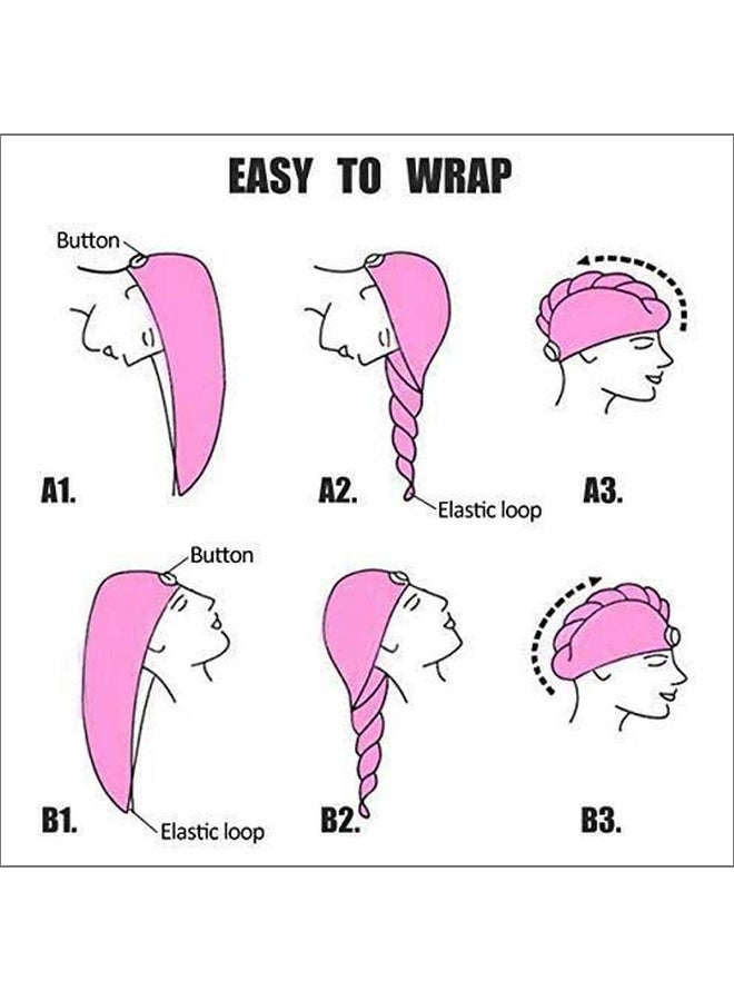 Banotex Egyptian Cotton Head Wrap Towel With Button Pink 60×22×3cm - Image 3