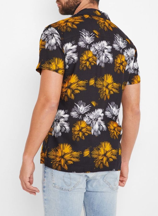 JACK & JONES - Printed Short Sleeves Shirt Yellow Multi - Image 1