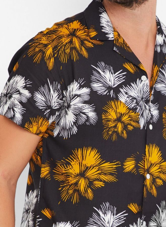 JACK & JONES - Printed Short Sleeves Shirt Yellow Multi - Image 1