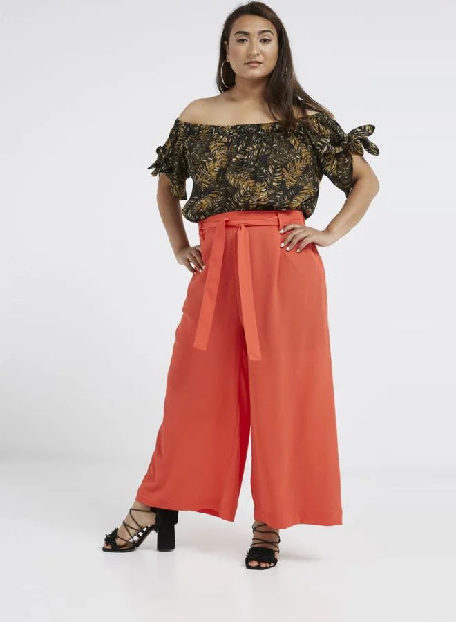 BRAVE SOUL Leaf Printed Bardot Dress Multicolour