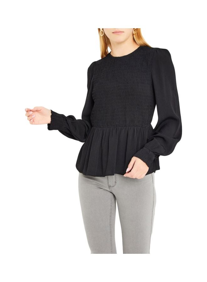 فيرو مودا بلوزة مزمومة عند الصدر بأكمام طويلة أسود - Image 1