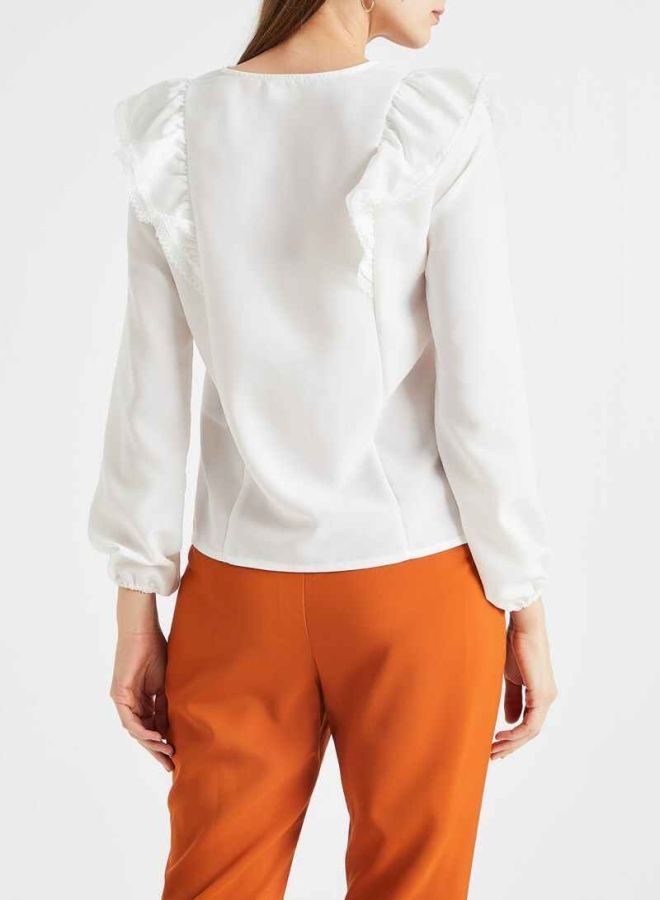 VERO MODA - Frill and Lace Detailed Top White - Image 1