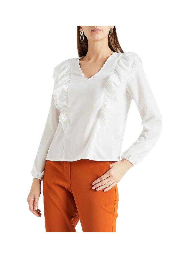 VERO MODA - Frill and Lace Detailed Top White - Image 1