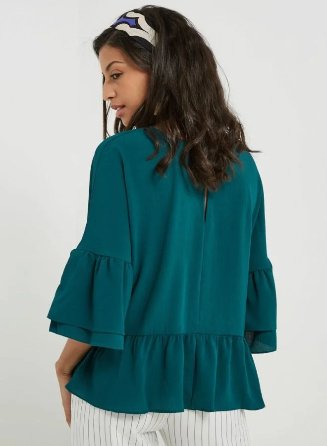 BRAVE SOUL Ruffle Trim Top