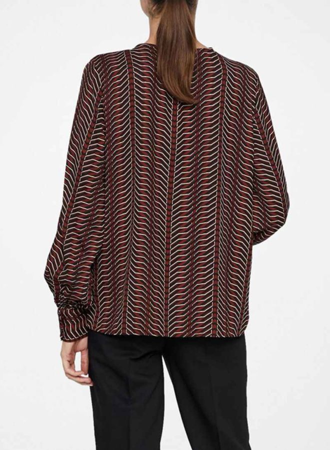 VERO MODA - Multi Patterned V-Neck Top Madder Brown - Image 1