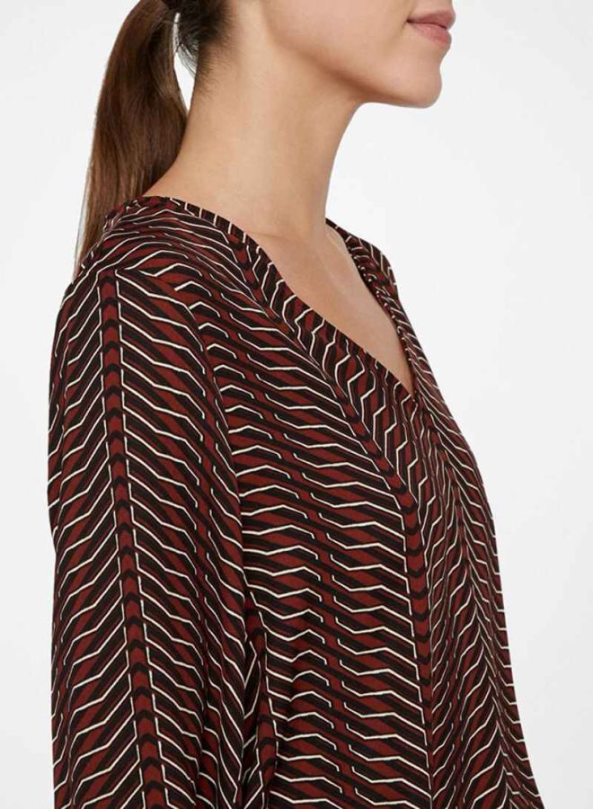 VERO MODA - Multi Patterned V-Neck Top Madder Brown - Image 1