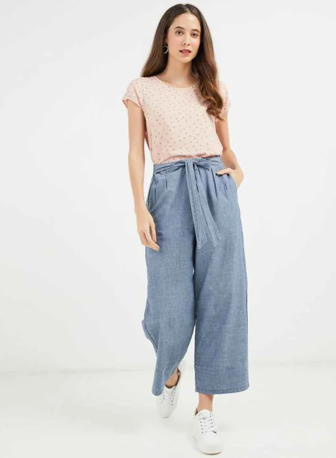 VERO MODA Crew Neck Printed Top Pink