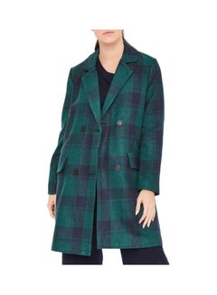 Checkered Faux Wool Coat Green