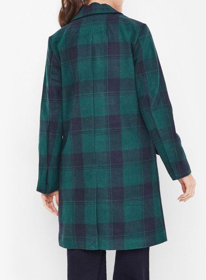 BRAVE SOUL - Checkered Faux Wool Coat Green - Image 1