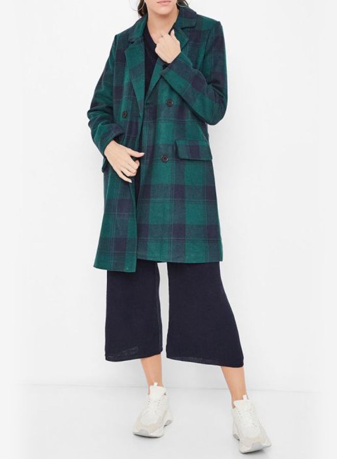 BRAVE SOUL - Checkered Faux Wool Coat Green - Image 1