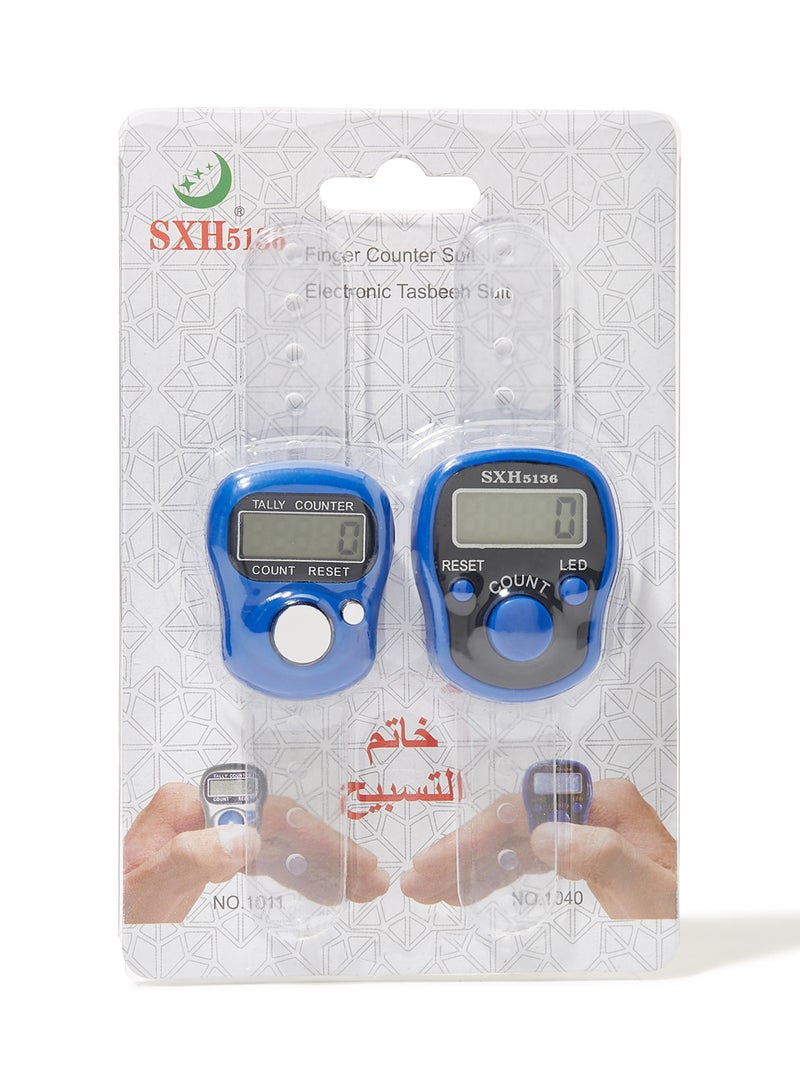 Rosh - 2-Piece Digital Electronic Finger Wearable Tally Counter Blue - Image 1