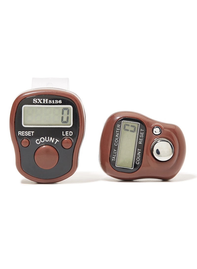 Rosh 2-Piece Digital Electronic Finger Wearable Tally Counter Brown  - Image 1