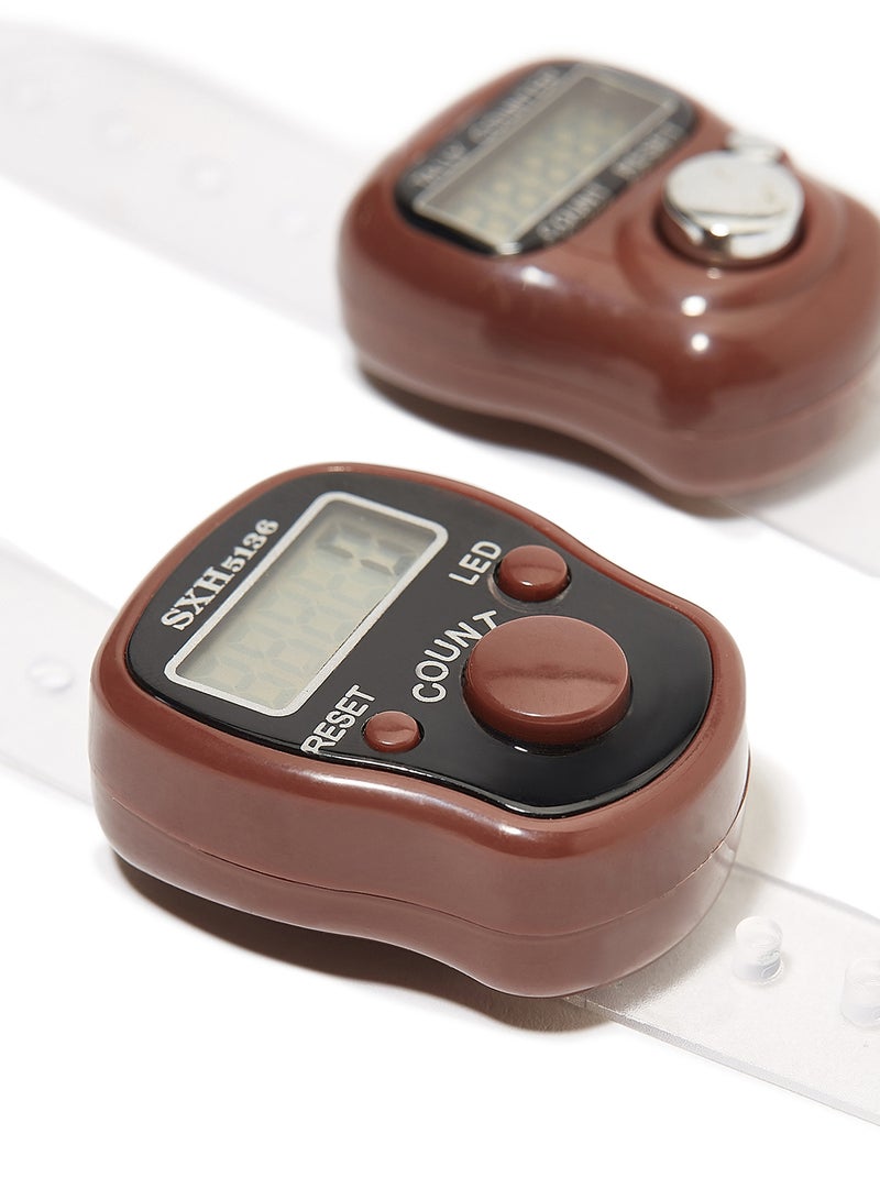 Rosh 2-Piece Digital Electronic Finger Wearable Tally Counter Brown  - Image 2