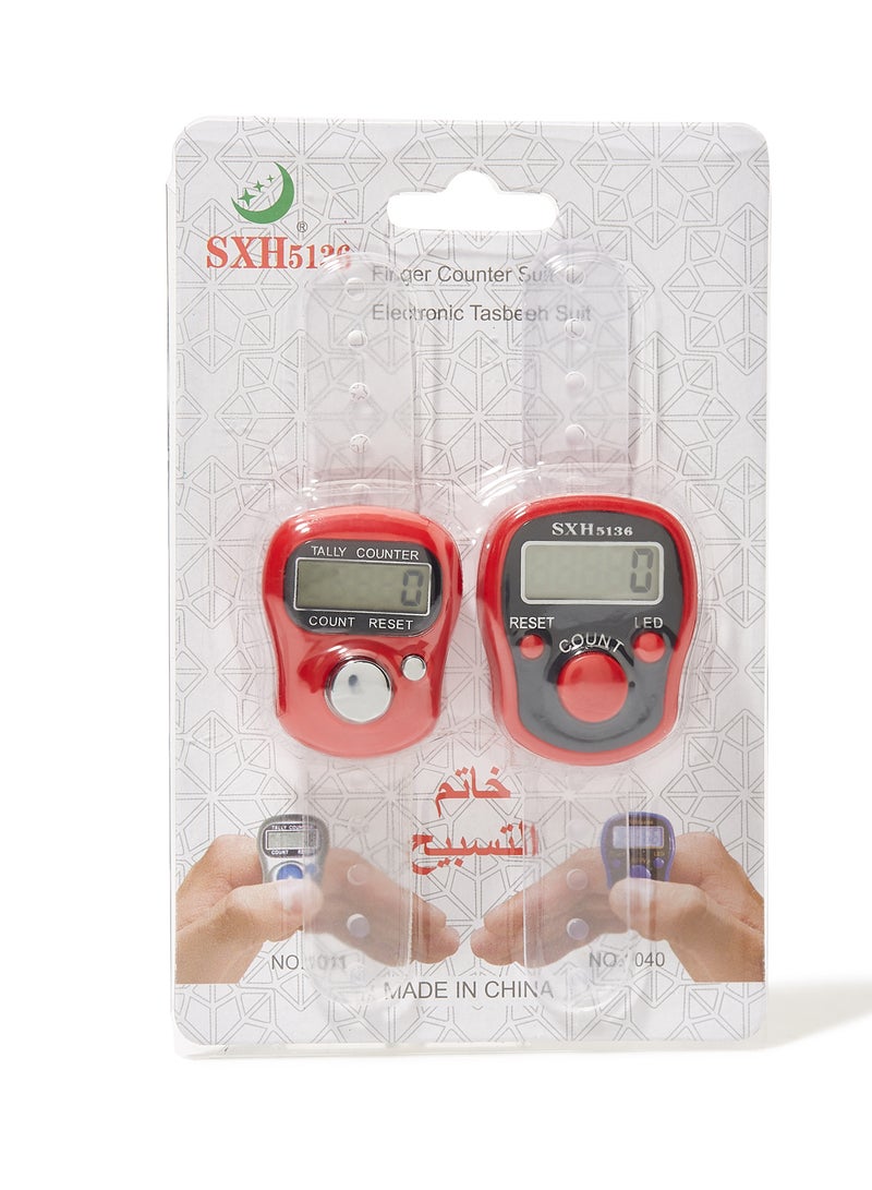 Rosh 2-Piece Digital Electronic Finger Wearable Tally Counter Red  - Image 3